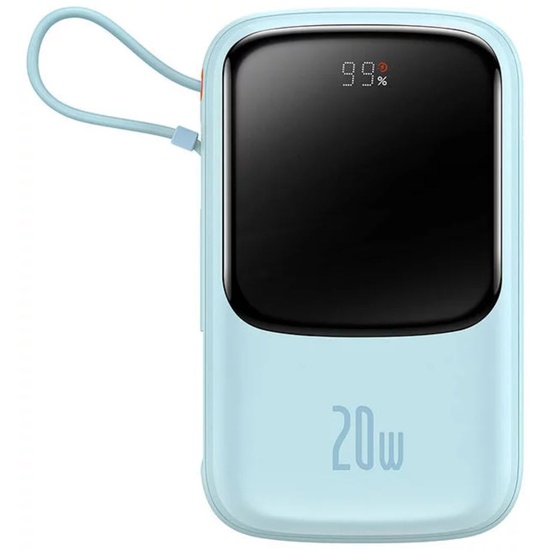 Baseus Acumulator extern Q Pow Digital Display Quick Charge 10000mAh, cablu Lightning 20W, Albastru