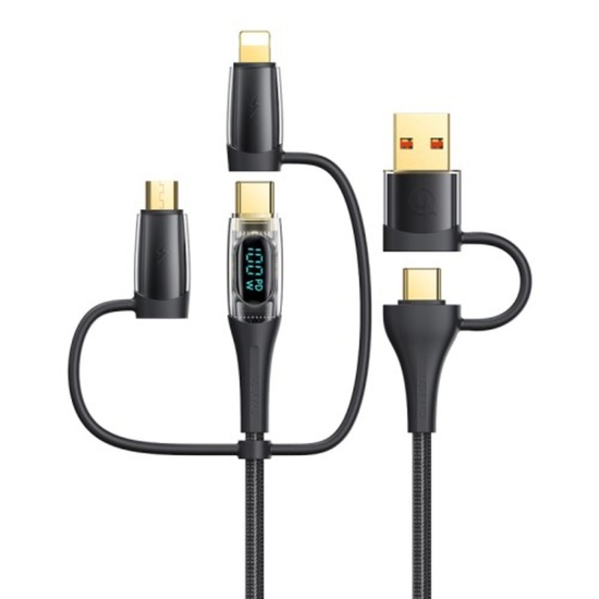 Usams Cablu Shadow Series 6in1, USB-A/Type-C la Type-C/Lightning/Micro, Fast Charging PD ,100W, 1.2m, Negru