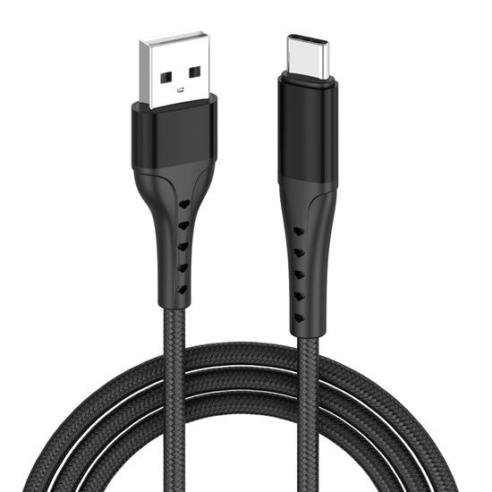 Lemontti Cablu Bending Aluminum USB-A la Type-C, Fast Charge, 1.2m, Negru