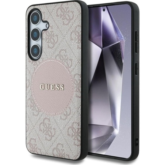 Guess Husa 4G Round Patch Classic Logo MagSafe Samsung Galaxy S25 Roz