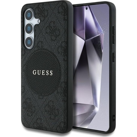 Guess Husa 4G Round Patch Classic Logo MagSafe Samsung Galaxy S25 Negru