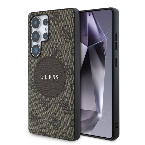 Guess Husa 4G Round Patch Classic Logo MagSafe Samsung Galaxy S25 Ultra Maro