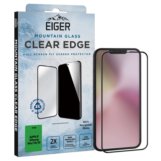 Eiger Folie Sticla 3D Mountain Glass GRS iPhone 17e / iPhone 16e / iPhone 14 / iPhone 13 / iPhone 13 Pro Clear