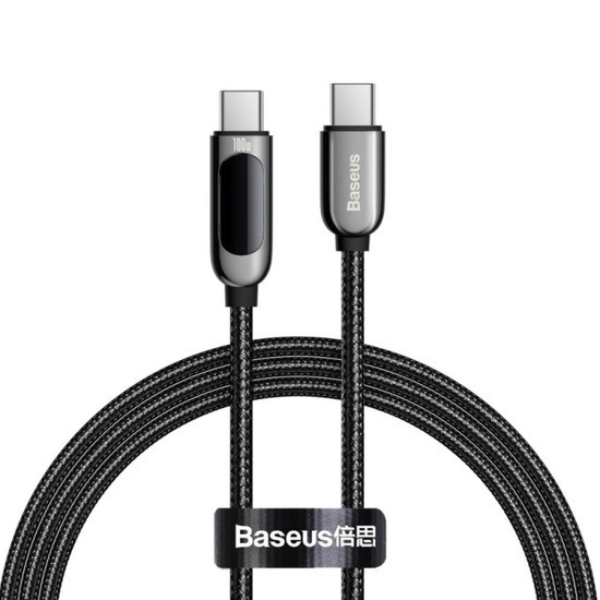 Baseus Cablu Type-C la Type-C 100W Display Fast Charge, 2m Black