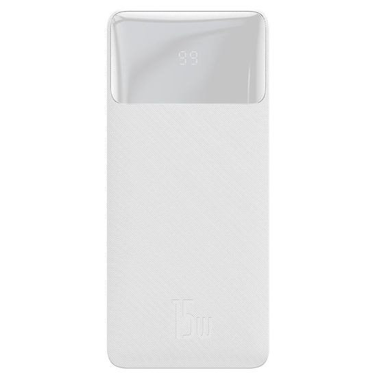 Baseus Acumulator extern Bipow Digital Display 30000mAh, 15W, 2xUSB, USB-C, Micro-USB , cablu Micro-USB 0.25m Alb