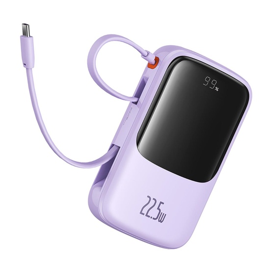 Baseus Acumulator extern QPow Pro+ 10000mAh, 22.5W, Lightning, 2xType-C, USB, cablu USB-C, Mov