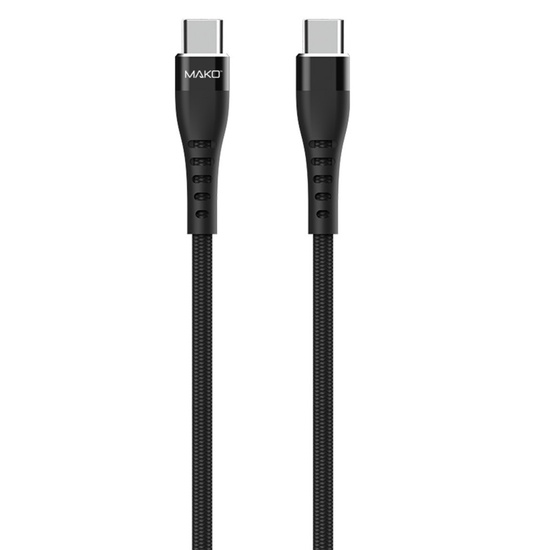 Mako Cablu Fast Charge PD 66W Type-C la Type-C, 1m, Black (impletitura nylon)