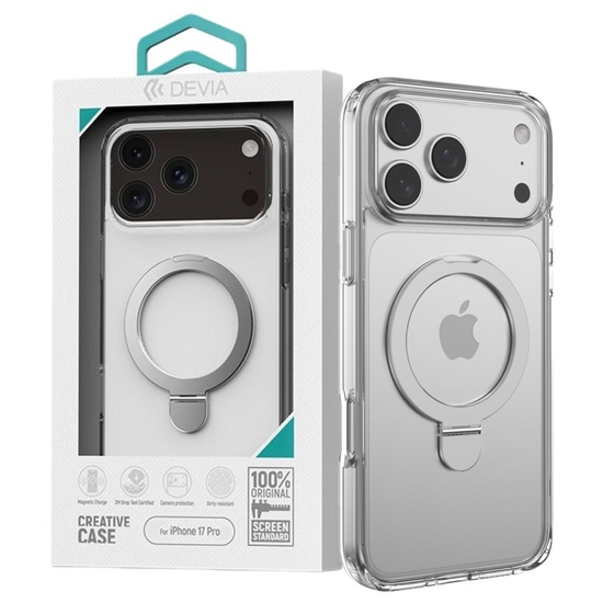 Devia Husa Clean Series Magnetic Shockproof iPhone 17 Pro Transparent, cu suport