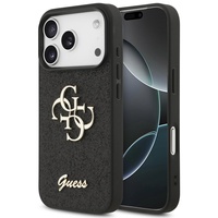 Guess Husa Fixed Glitter 4G Metal Logo iPhone 17 Pro Negru