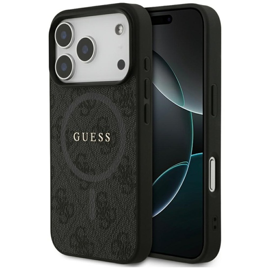 Guess Husa 4G Ring Classic Logo MagSafe iPhone 17 Pro Negru