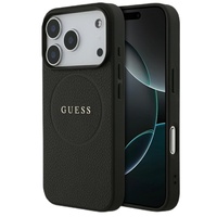 Guess Husa Grained Gold Ring MagSafe iPhone 17 Pro Max Negru