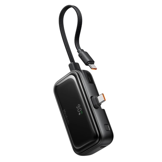Mcdodo Acumulator Extern FreeKit Series 5000mAh, 22.5W, cablu si conector USB-C incorporate, Negru