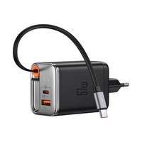Mcdodo Set Incarcator Retea 67W, Fast Charger, FreeGo 1x USB-A, 1x Type-C, cablu Type-C retractabil, 65cm, Digital Display, Negru