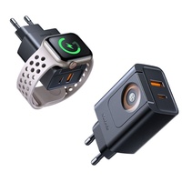 Mcdodo Incarcator Retea Fast Charging 30W cu Incarcator Wireless Apple Watch Integrat, Travel Companion Series, 1 x USB-A, 1 x USB-C, Negru