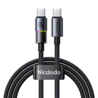 Mcdodo Cablu Type-C la Type-C 100W, Fast Charging 5A, LED multicolor 1.2m, Negru