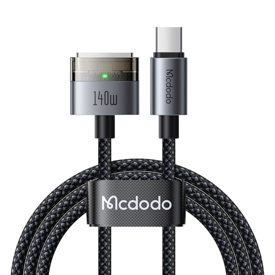 Mcdodo Cablu Type-C la MagSafe 3 pentru MacBook, Fast Charger 140W, Indicator LED, 2m, Negru