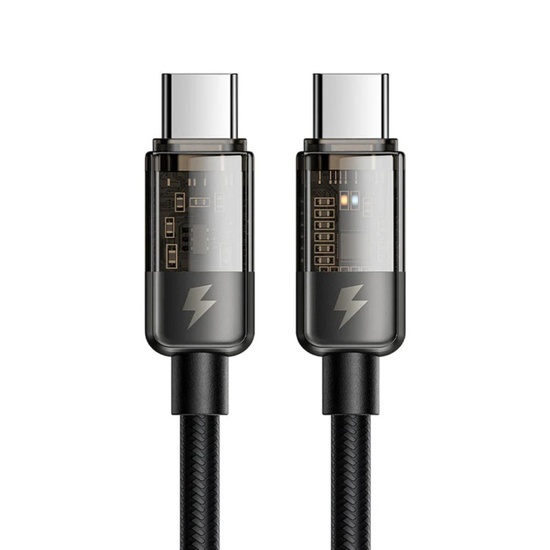 Mcdodo Cablu Type-C la Type-C, 100W, Fast Charging, Design transparent, Oprire automata, 1,2 m Negru