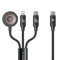 Mcdodo Cablu 3in1 Type-C la Lightning/Type-C cu Incarcator Wireless compatibil cu Apple Watch, 100W Fast Charging, O Series, 1.2m  Negru
