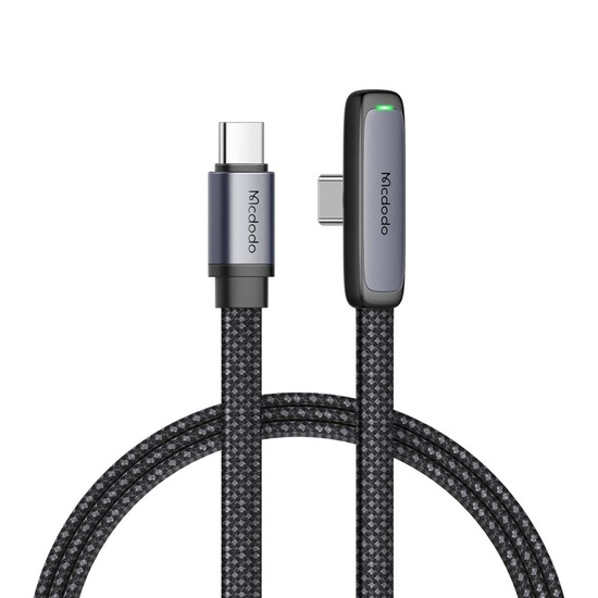 Mcdodo Cablu Type-C la Type-C, 65W, Design la 90 de grade, Fast Charging, Indicator LED, 1,2m, Negru
