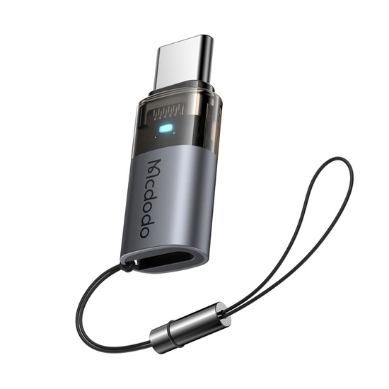 Mcdodo Adaptor OTG Lightning la Type-C,60W, Aliaj de aluminiu, Incarcare si sincronizare date, cu indicator luminos, cu snur, Negru