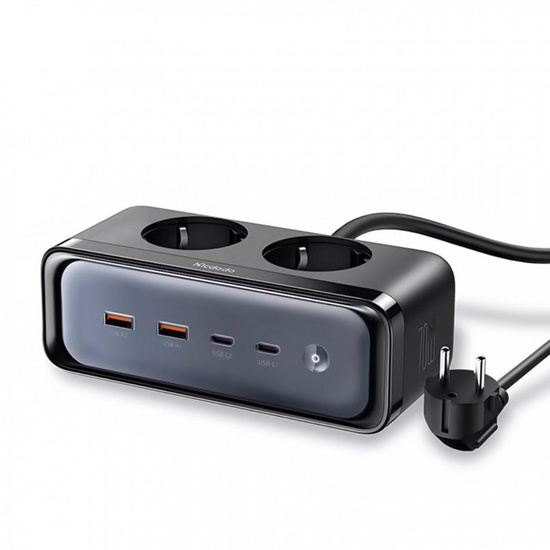 Mcdodo Incarcator de retea 6 in 1 cu prelungitor Energy Cube Series GaN, Fast Charger, 70W, 2x priza Schuko, 2x Type-C, 2x USB, 1,5m Negru