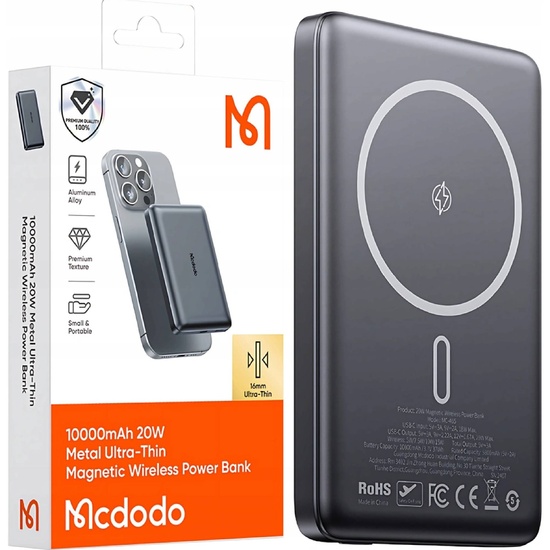Mcdodo Acumulator Extern 10000mAh Meta Series Ultra-Thin Design, 20W, Negru