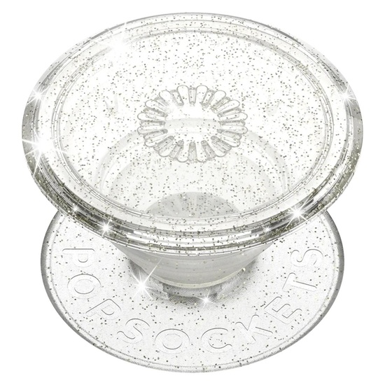 Popsockets Suport Adhesive PopGrip Clear Glitter Silver,resigilat