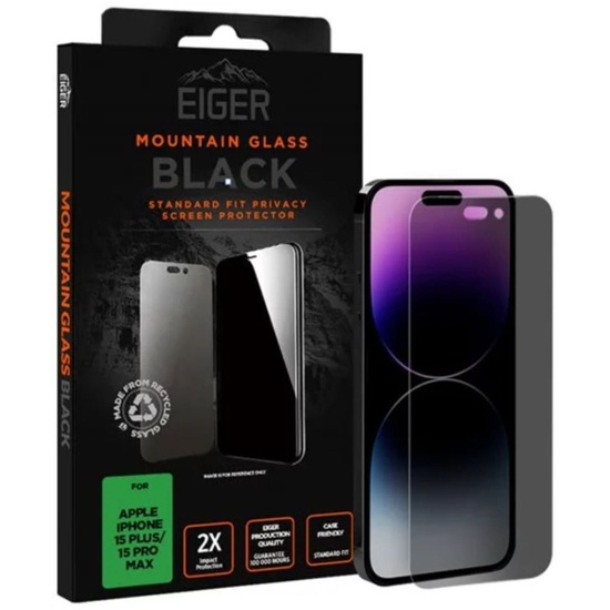 Eiger Folie Sticla Mountain Glass Privacy iPhone 15 Plus / 15 Pro Max Negru, resigilat