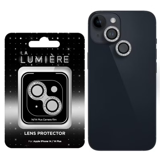 La Lumiere Folie Sticla Camera Diamond Lens iPhone 14 / 14 Plus Argintiu, resigilat