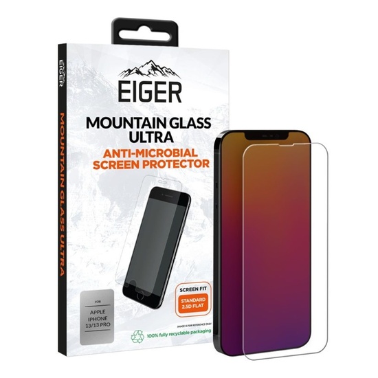 Eiger Folie Sticla Mountain Glass Ultra iPhone 14 / iPhone 13 / iPhone 13 Pro Clear (0.33mm, 9H, antimicrobian), resigilat