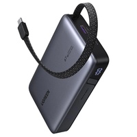 Ugreen Acumulator extern 20000mAh, 67W, Fast Charging, Digital Display, USB, Type-C, Cablu Type-C incorporat, Gri