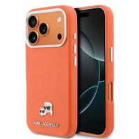 Karl Lagerfeld Husa Karl & Choupette Head Pins Saffiano MagSafe iPhone 17 Pro Orange