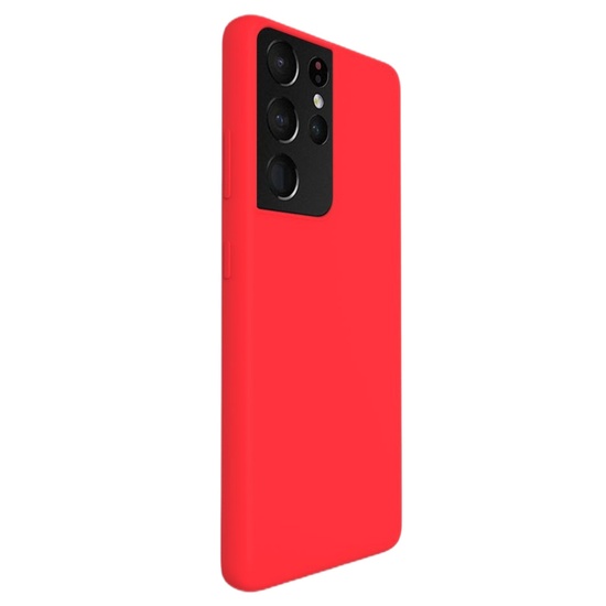 Lemontti Husa Liquid Silicon Samsung Galaxy S21 Ultra Red (protectie 360°, material fin, captusit cu microfibra)