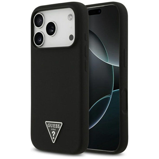 Guess Husa Silicon Triangle Logo MagSafe iPhone 17 Pro Max Negru