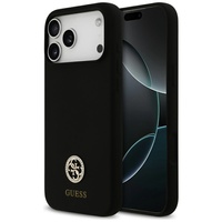 Guess Husa Silicone Logo Strass 4G MagSafe iPhone 17 Pro Max Negru