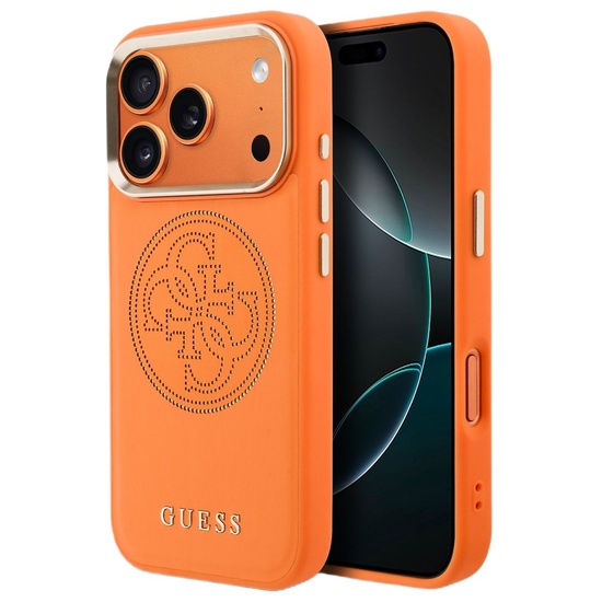 Guess Husa Perforated 4G Logo MagSafe iPhone 17 Pro Portocaliu