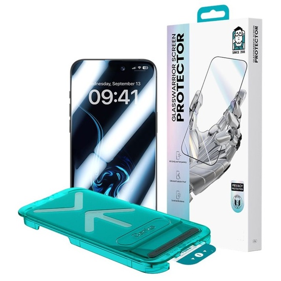 Benks Folie Sticla Premium Glass Warrior Privacy iPhone Air cu aplicator inclus, Black