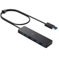 Anker Multihub 4 in 1 porturi: 4 x USB 3.2 gen 1, conectare prin USB 3.2, rata transfer 5 Gbps, ABS, Negru