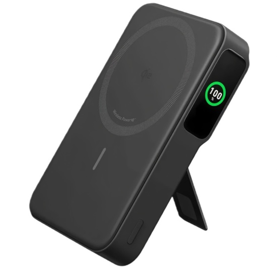 Anker Acumulator extern MagGo 10.000 mAh, 27W Qi 2.0 , suport pliabil, compatibil iPhone 15/14/13/12, 1 x USB-C, Smart Display, Negru