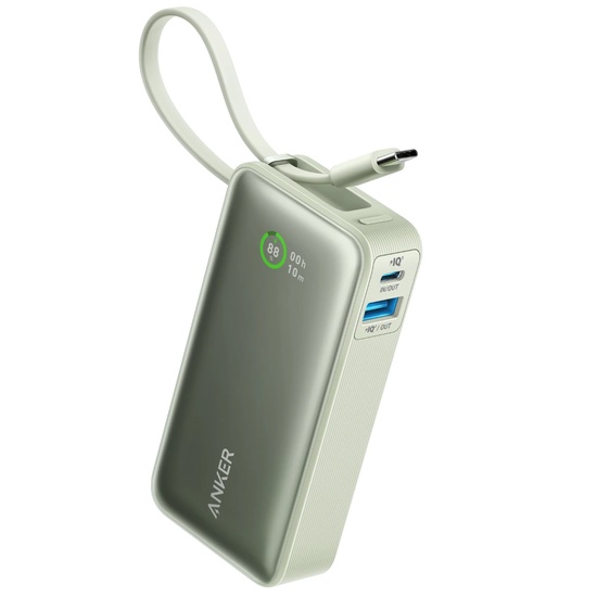 Anker Acumulator extern Nano 10.000mAh, 30W, QC+PD, 1 x USB-A, 2 x USB-C, Verde
