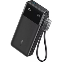 Anker Acumulator extern 20.000 mAh PowerCore 30W, QC+PD, 1 x USB-A, 2 x USB-C, cablu USB-C incorporat, Negru