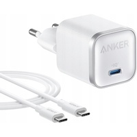 Anker Set Incarcator Retea Nano Super Fast Charger PD 45W, 1 x USB-C, cablu 1.8m inclus , Alb