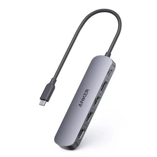 Anker Multihub 5 in 1 PD 90W, 2 x USB-A - 1 x USB-A 3.0 - 1 x USB-C - 1 x HDMI, 4K@30Hz, Gri