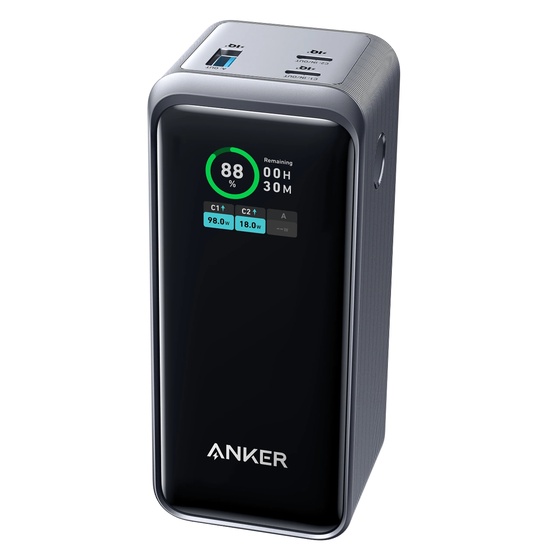 Anker Acumulator extern Prime 20.000 mAh, 200W, 2x USB-C, 1x USB-A, Smart Digital Display, Negru