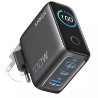 Anker Incarcator Retea Fast Charge 100W, 1 x USB-A, 2 x USB-C, Smart Display, Gri