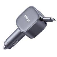 Anker Incarcator Auto Nano 75W, port USB-C 30W, cablu USB-C retractabil, Negru